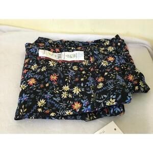 New Time and Tru Capri High Rise Leggings Women Navy Blue Flowers SZ Small (4-6)